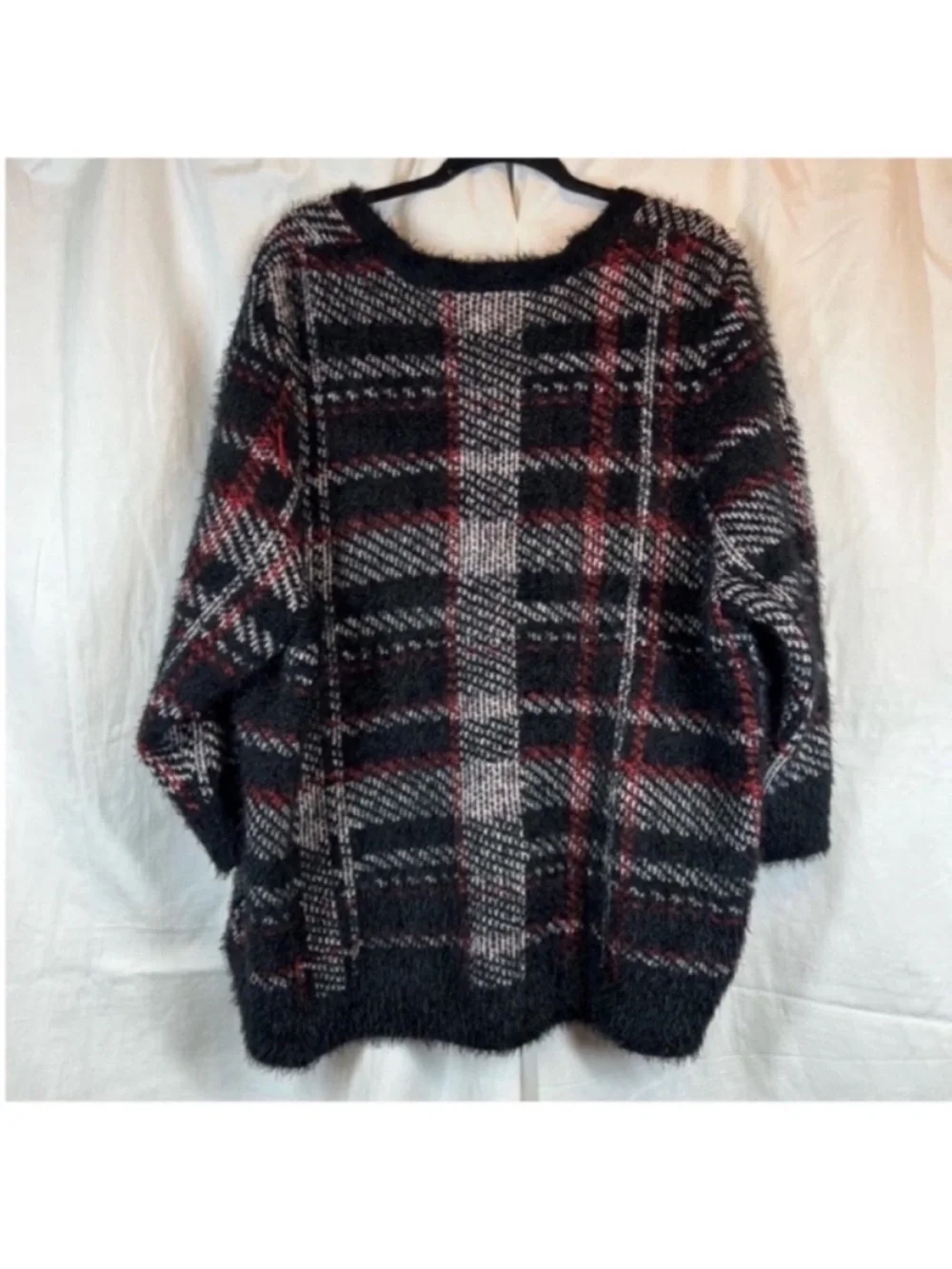 Lane Bryant textured sweater knit button front plaid cardigan Sweater